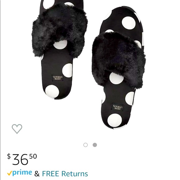 VS Victoria’s Secret slippers Black/White Polka Dots - Picture 3 of 9